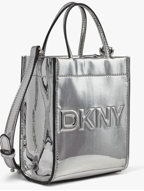DKNY Metallic Silver Logo Tote Bag